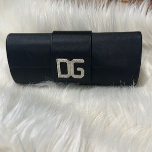 Dolce & Gabbana black sunglass eyewear case. D&G rhinestone logo.